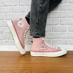 ❤️Converse Chuck 70 Hi Womens Shoes Sneakers 8.5 Pink Winter Faux Mohair A07943C